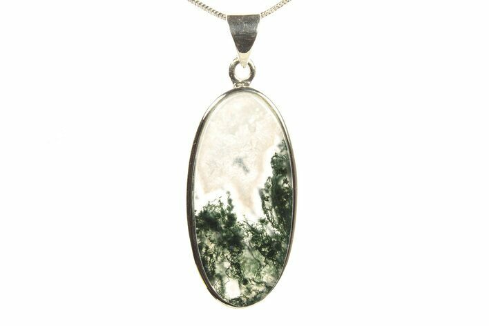 Polished Colorful Moss Agate Pendant - Sterling Silver #279609